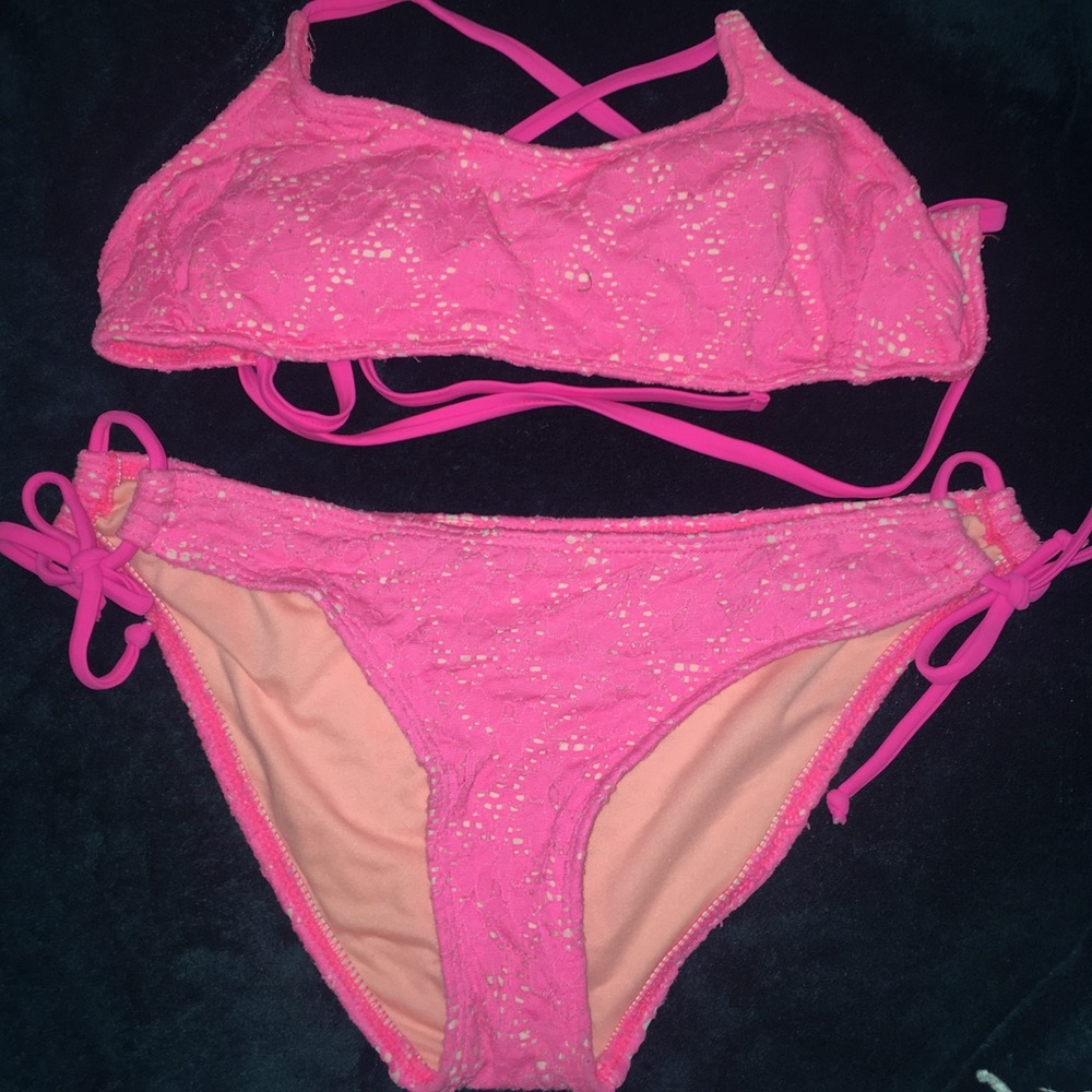 Neon pink bikini